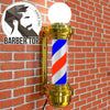 27 Inch Barber Pole Light IP54 Waterproof | Rotating LED Strip Salon Sign | Gold Wall Mounted Open Sign