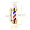 27 Inch Barber Pole Light IP54 Waterproof | Rotating LED Strip Salon Sign | Gold Wall Mounted Open Sign