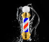 27 Inch Barber Pole Light IP54 Waterproof | Rotating LED Strip Salon Sign | Gold Wall Mounted Open Sign