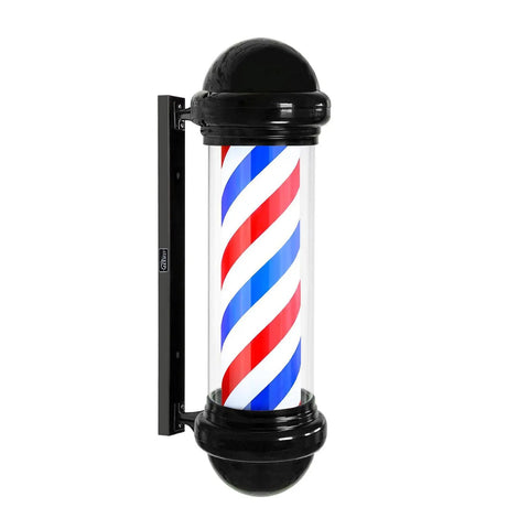 29 Inch Barber Pole Light IP54 Waterproof | Rotating LED Strip Salon Sign | Black Wall Mounted Open Sign