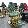 Premium Gold Hydraulic Barber Chair | 360° Rotatable Reclining PU Leather | Professional Salon Chair White Black Green