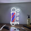 Barber Open LED Neon Sign Light Wall Mounted Display - USB Powered Decor for Barbershop Hair Salon Studio Men’s Facial Care Club