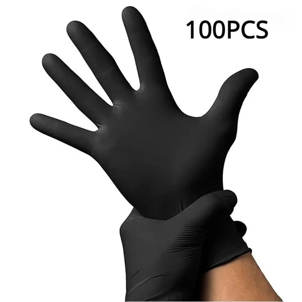 Black Nitrile Disposable Gloves Thickened | 20 50 100 Pack Waterproof Oil Resistant | S M L XL Salon Gloves
