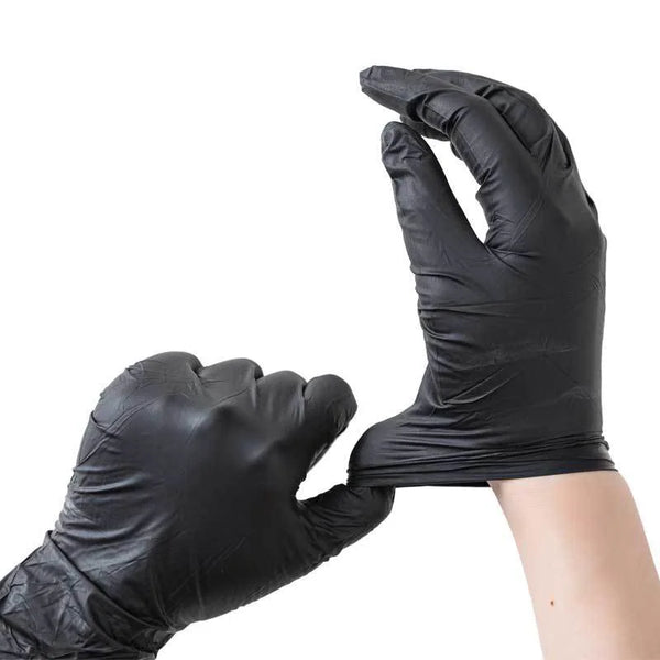 Disposable Black Nitrile Gloves Latex Free Powder Free — 20, 50 and 100 Pack