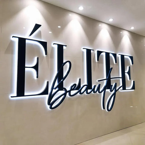 Custom LED Illuminated Business Sign | 3D Metal Backlit Logo Letters | Storefront Wall Sign Waterproof