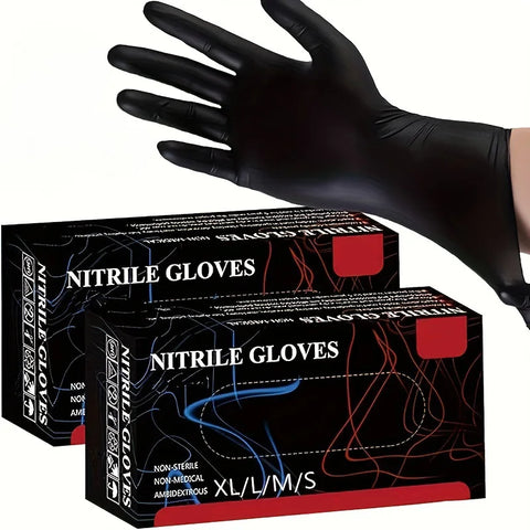 Disposable Black Nitrile Gloves Latex Free Powder Free — 20, 50 and 100 Pack