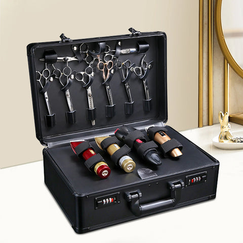 Portable Barber Tool Box Large Capacity | Metal Combination Lock Hair Kit Organiser | Professional Hairdressing Case 40x31x16cm