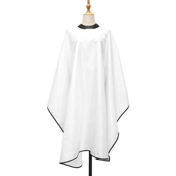 Professional Waterproof Barber Cape 140x160cm | Silicone Collar Anti-Static Hairdressing Cloth | Black White Salon Cape
