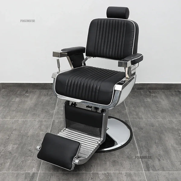 Retro Luxury Barber Chair High-End | Hydraulic Reclining Salon Chair | Black Chrome Gold Green Red Grey