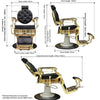 Retro Luxury Barber Chair High-End | Hydraulic Reclining Salon Chair | Black Chrome Gold Green Red Grey