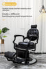 Retro Luxury Barber Chair High-End | Hydraulic Reclining Salon Chair | Black Chrome Gold Green Red Grey