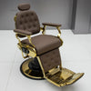 Retro Luxury Barber Chair High-End | Hydraulic Reclining Salon Chair | Black Chrome Gold Green Red Grey